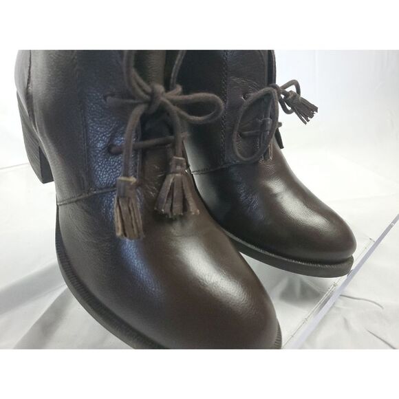 Hush Puppies Brown Leather low Heeled ankle Boots w laces sz 8 - Picture 6 of 8